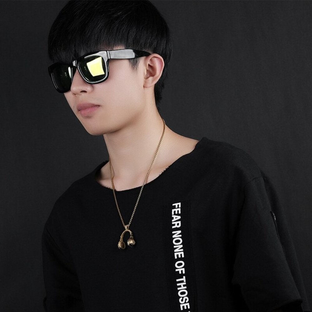 Stainless Steel DJ Music Headphone Pendant Long Chain Hip Hop Rock - Picture 15 of 16